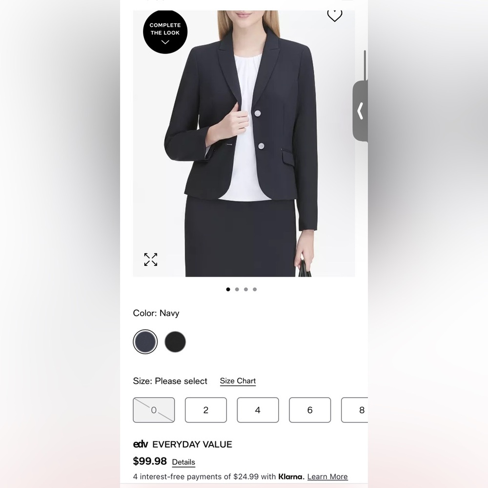 Calvin Klein women’s two piece suit
